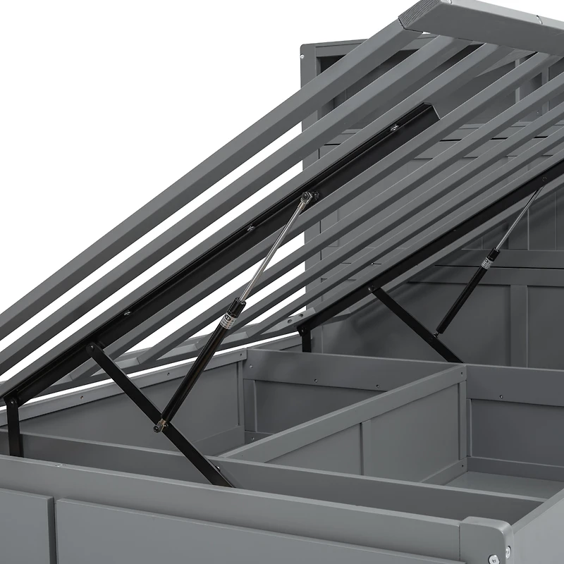 Streamdale Furniture Wood Full Size Hydraulic Platform Bed With Storage Led Headboard, Charging Station And 2 Drawers