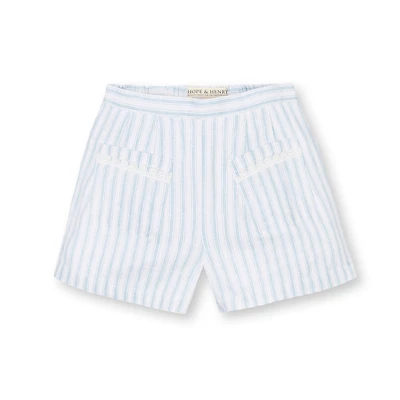 Hope & Henry Girls' Pull-On Flat Front Linen Short, Toddler