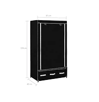 vidaXL Wardrobe Black 34.3"x19.3"x62.6" Fabric