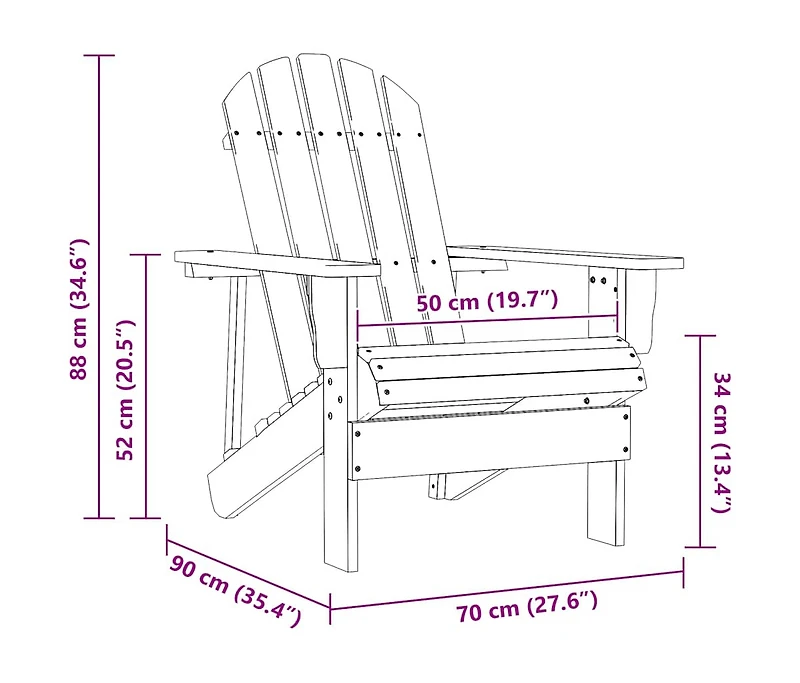 Patio Adirondack Chair Solid Fir Wood Pink