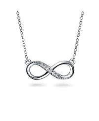 Bling Jewelry Pave Cz Figure 8 Station Style Promise Forever Love Knot Infinity Necklace Pendant Sterling Silver Cubic Zirconia