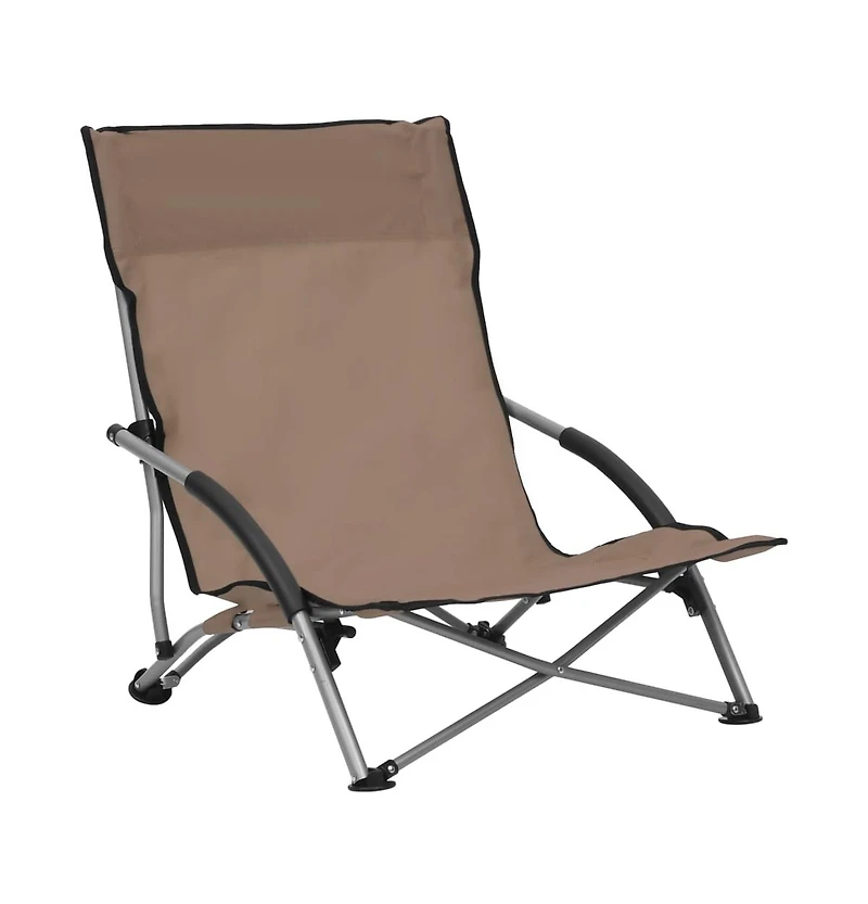 Folding Beach Chairs 2 pcs Taupe Fabric