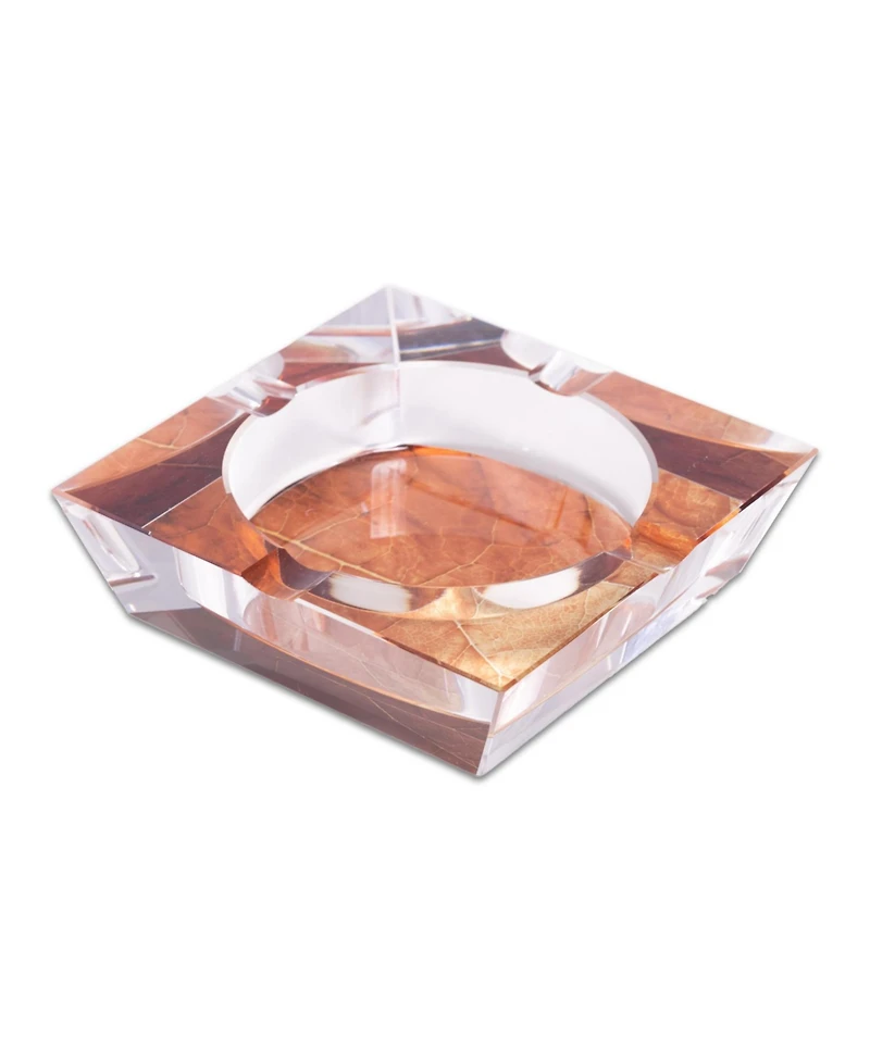 Bey-Berk Tobacco Leaf Design Crystal Ashtray with Four Cigar Rests