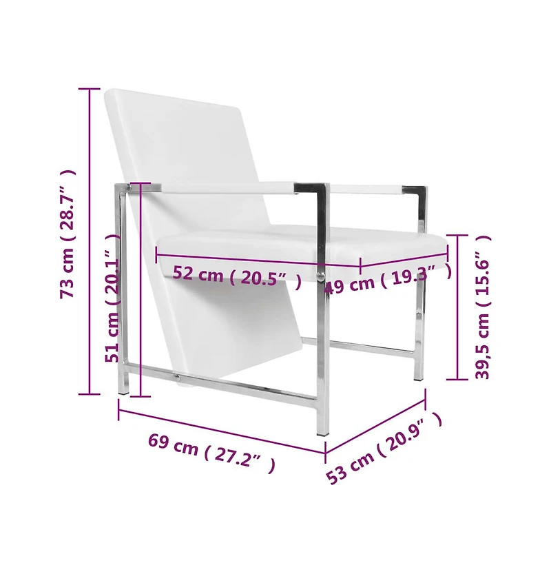 Cube Armchair White Faux Leather