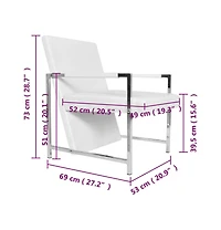 Cube Armchair White Faux Leather