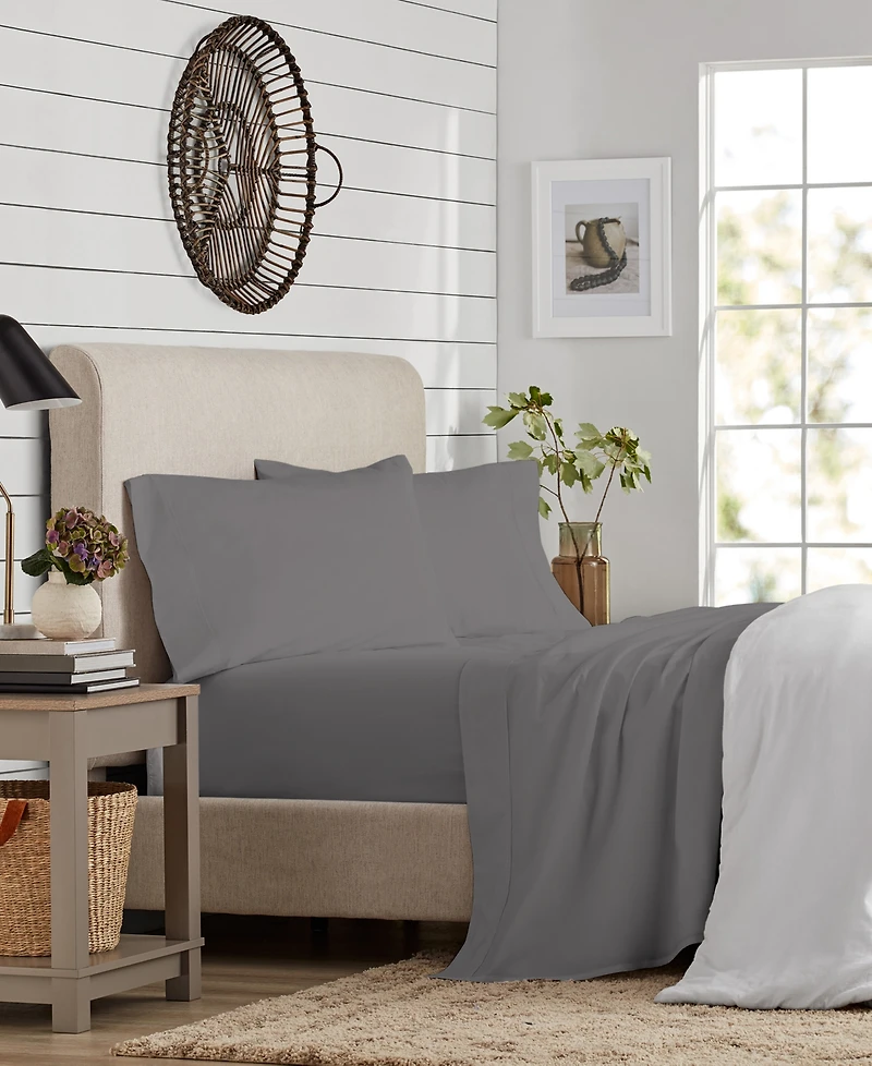 Purity Home 300 Thread Count Brushed Cotton Percale 3-Pc. Sheet Set, Twin