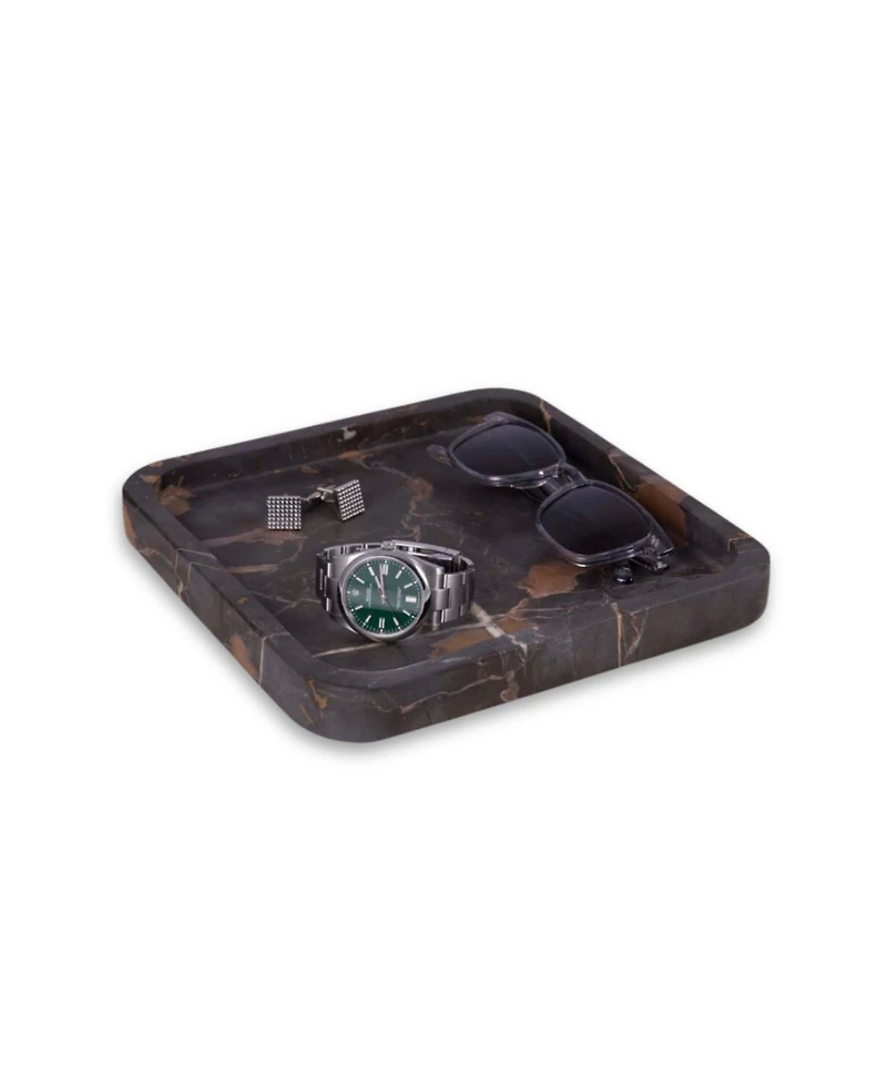 Bey-Berk Genuine Emperador Marble Catch-All Tray