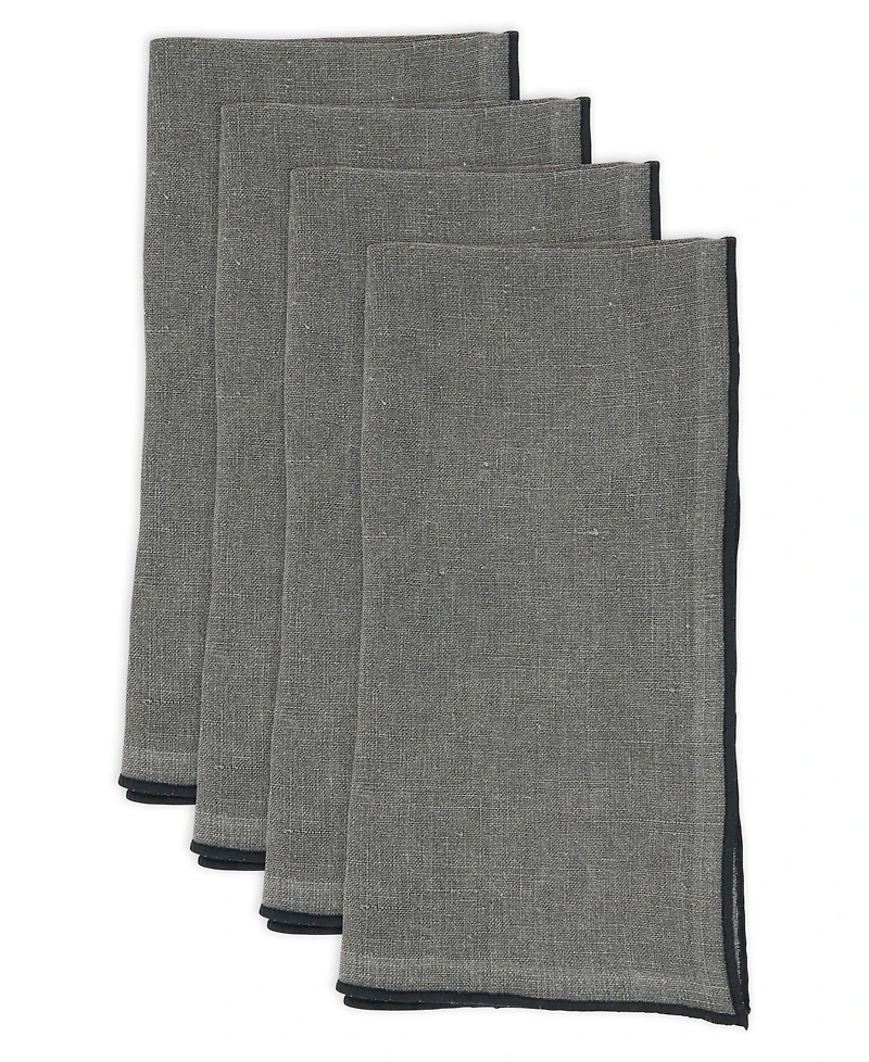 Saro Lifestyle Stonewashed Stitch Border Table Napkins Set of 4,20"x20"