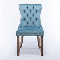 Streamdale Furniture Modern Velvet Dining Chairs 2-pcs Set, Light Blue