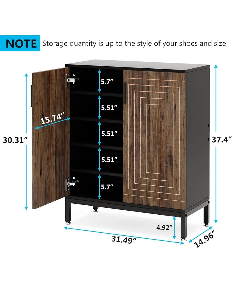 Tribesigns Shoe Cabinet with Doors, 20 Pairs Entryway Shoe Storage Cabinet with Shelves, 5-Tier Modern Free Standing Shoe Racks Storage Organizer for