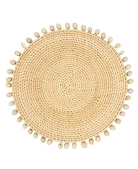 Saro Lifestyle Seaside Splendor Shell Rattan Placemat Set of 4,15"x15"