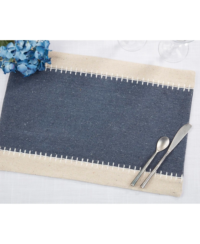 Saro Lifestyle Whipstitched Border Design Placemat Set of 4, 14"x20"
