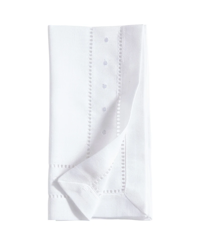 Saro Lifestyle Classic Hemstitch with Embroidered Border Dinner Napkin Set of 12, 20"x20"