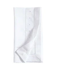Saro Lifestyle Classic Hemstitch with Embroidered Border Dinner Napkin Set of 12, 20"x20"
