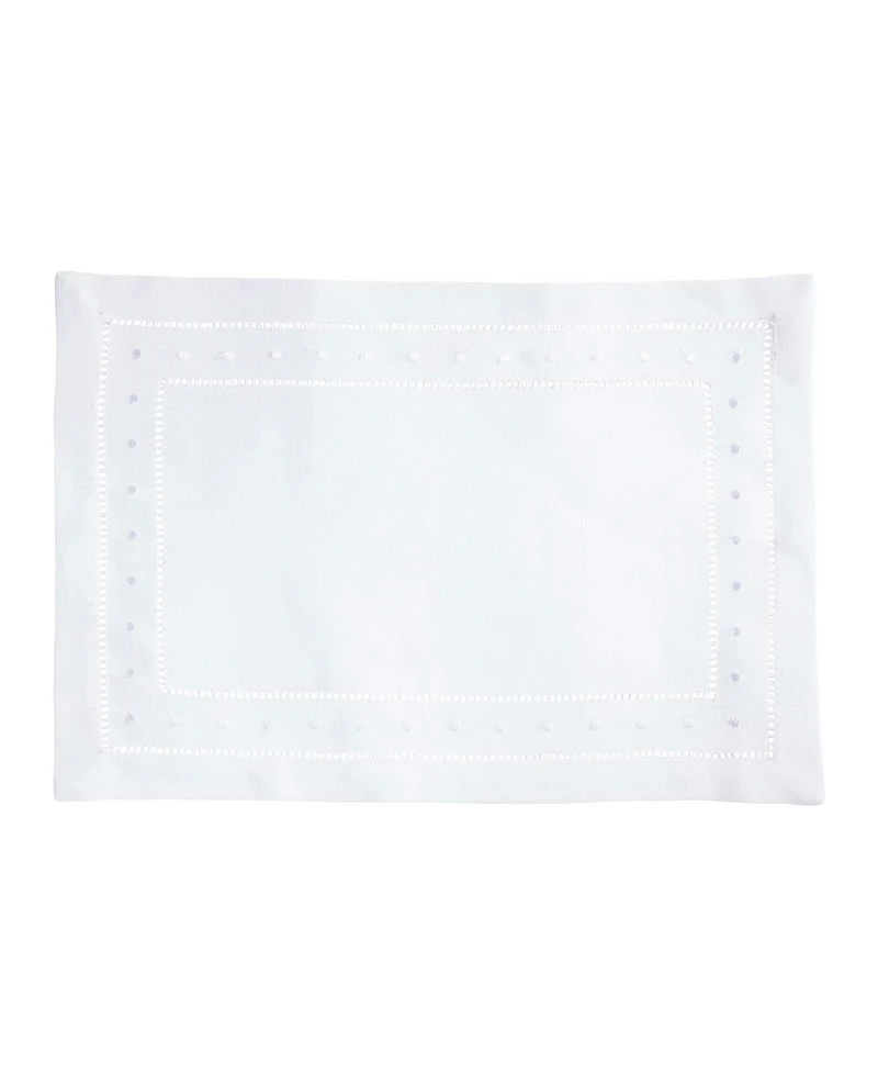 Saro Lifestyle Classic Hemstitch with Embroidered Border Placemat Set of 12, 14"x20"