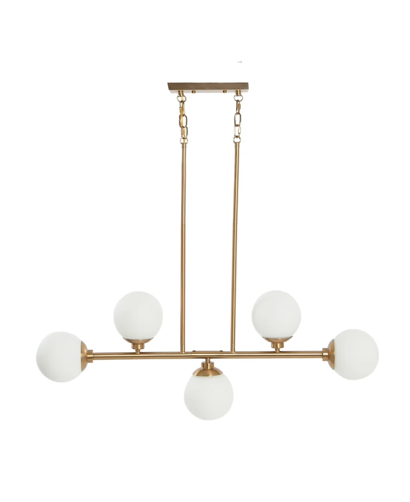 Robert Stevenson Lighting Lorne - Metal and Frosted Glass 5-Light Chandelier Brushed Gold