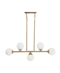 Robert Stevenson Lighting Lorne - Metal and Frosted Glass 5-Light Chandelier Brushed Gold