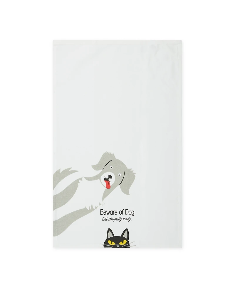 Design Imports Everyday Pets Kitchen Collection Absorbent Dishtowel Set, 18x28", Beware, 3 Count
