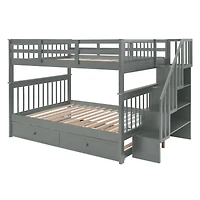 Streamdale Stairway Full-Over-Full Bunk Bed with Trundle & Storage