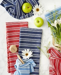 Design Imports Heavy Duty Kitchen Cleaning Collection, Long-Lasting Quality, Cotton Dish Towel, 18x28"; Dish Cloth, 13x13", Starboard Stripe, 2 Piece