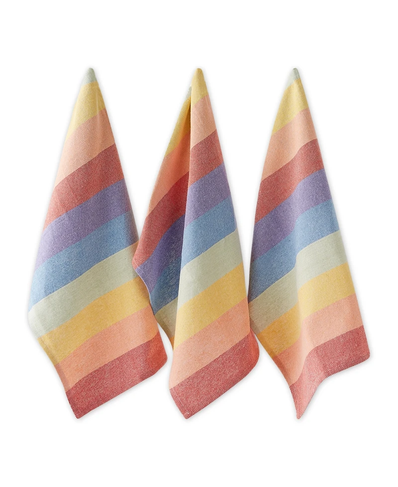 Design Imports Be You-tiful Collection Absorbent Long-Lasting Kitchen, Dishtowel Dishcloth Set, Heavyweight, Rainbow Stripe, 6 Count