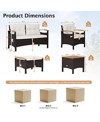 Gymax 7PCS Rattan Patio Conversation Furniture Set Cushioned Outdoor Wicker Sofa Set
