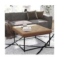 Merrick Lane Almas 30-Inch Square Tufted Ottoman With Durable Metal Frame