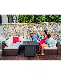 Nestl 28" Wicker Rattan Fire Pit Table - Grey