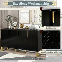 Streamdale Modern Kitchen Cabinet Sideboard with Doors, Metal Accents, Adjustable Shelves