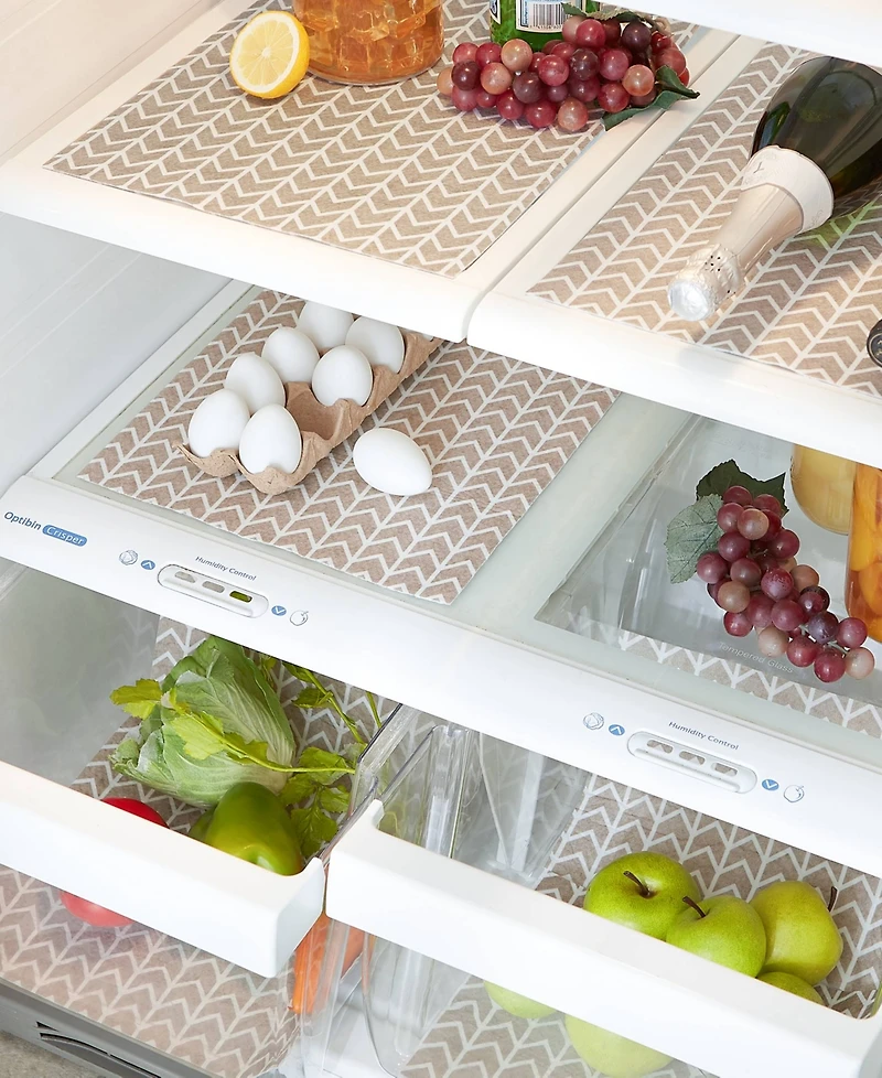 Design Imports Fridge Liner Collection Non-Adhesive, Cut to Fit, 12x24", Stone Herringbone, 6 Piece