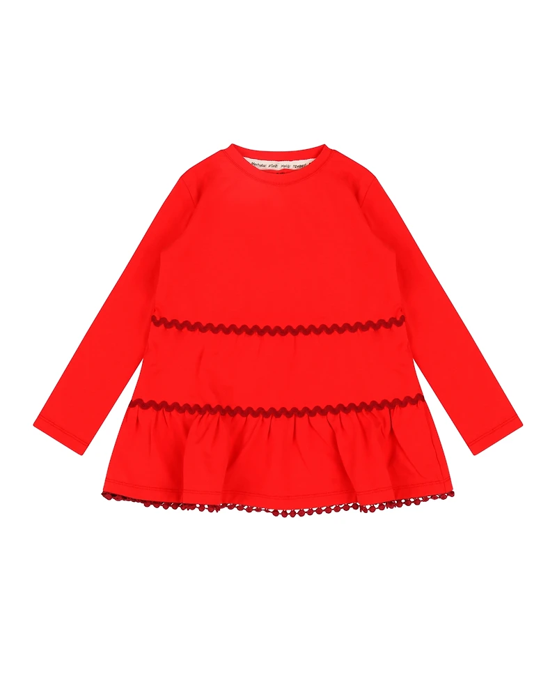 Mixed Up Clothing Girls Ruffle Hem Tiered Tunic and Legging Set - Red Multicolor