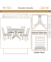 Simplie Fun 5-Piece Retro Functional Dining Table Set Wood Round Extendable Dining Table And 4