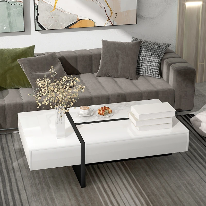 Streamdale Modern High Gloss Cocktail Table - 45.2x25.5x13.7