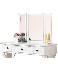 Simplie Fun White Mdf Vanity Set with Foldable Mirror & Stool