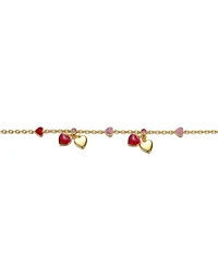 GiGiGirl Kids 14k Gold Plated Red Enamel Dangle Heart Charm Bracelet for Toddler/Kids