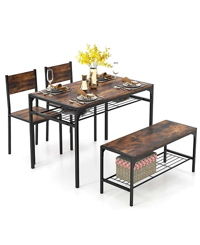 Costway 4 Pcs Dinette Set for Small Place Breakfast Nook Modern Dining Table with 2 Chairs