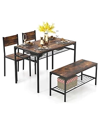 Costway 4 Pcs Dinette Set for Small Place Breakfast Nook Modern Dining Table with 2 Chairs