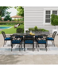 Mondawe 9 Pieces All-Weather Rectangular Outdoor Dining Set with Cushions