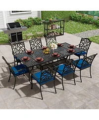 Mondawe 9 Pieces All-Weather Rectangular Outdoor Dining Set with Cushions