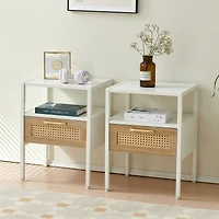 Streamdale 2-Piece Rattan End Tables, Modern Nightstand