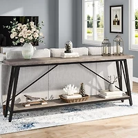 Tribesigns 70.86 Inches Extra Long Sofa Table Behind Couch, Industrial Entry Console Table for Hallway, Entryway & Living Room, Light Grey Brown