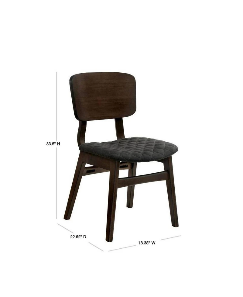 Walnut Finish Mid-Century Side Chairs with Fabric Seat