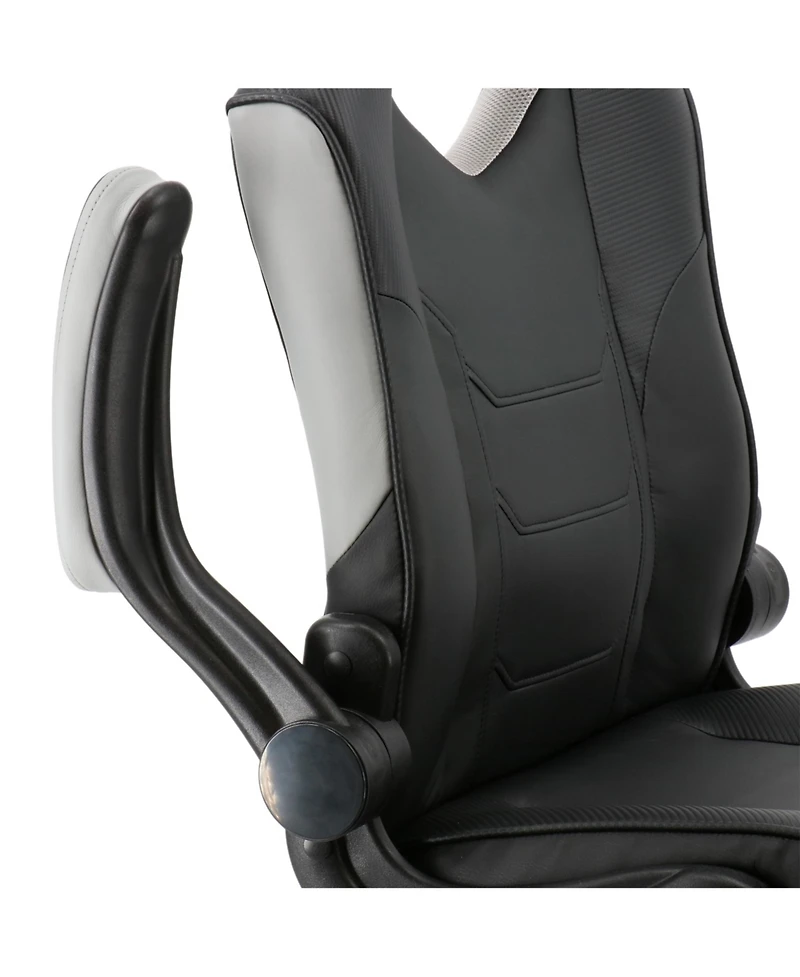 Elama High Back Adjustable Faux Leather Office Chair in Black and Gray
