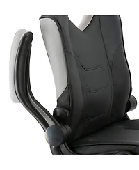 Elama High Back Adjustable Faux Leather Office Chair in Black and Gray