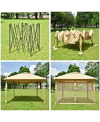Yescom 11x11ft Pop-Up Gazebo Tent with Mesh Sidewall Canopy Shelter Outdoor Home Patio