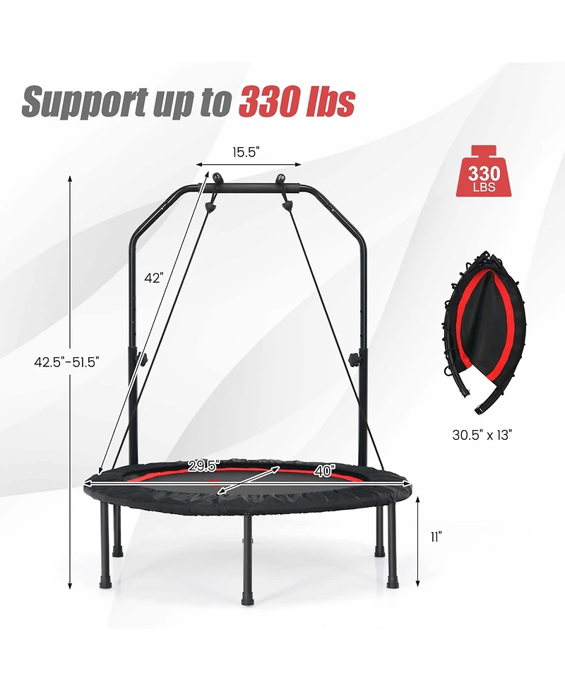 40'' Foldable Trampoline Fitness Rebounder Resistance Bands