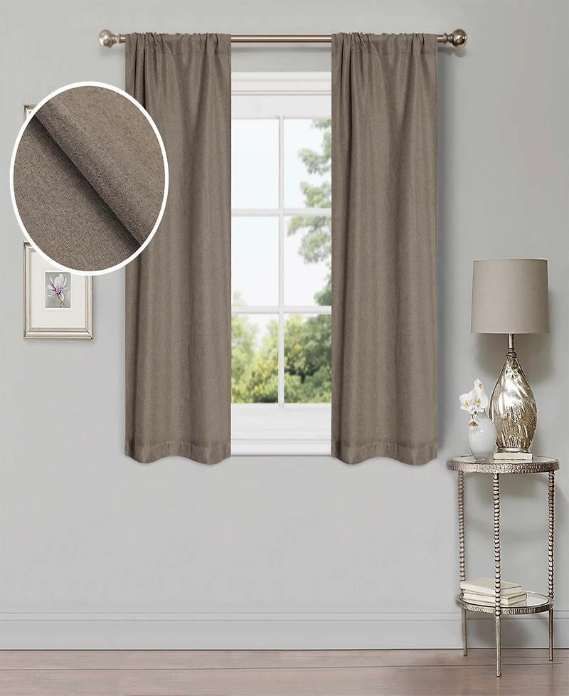 Superior Linen-Inspired Classic Room Darkening Modern Fade Resistant 2-Piece Curtain Set with Rod Pocket, 26" X 63"