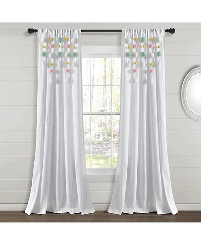 Lush Decor Boho Pom Tassel Linen Window Curtain Panel