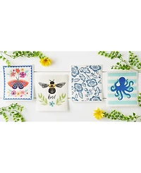 Design Imports Swedish Dishcloths for Kitchen Cleaning, Machine Washable Dishwasher Safe, 7.75 x 6.75", Octopus, 3 Piece