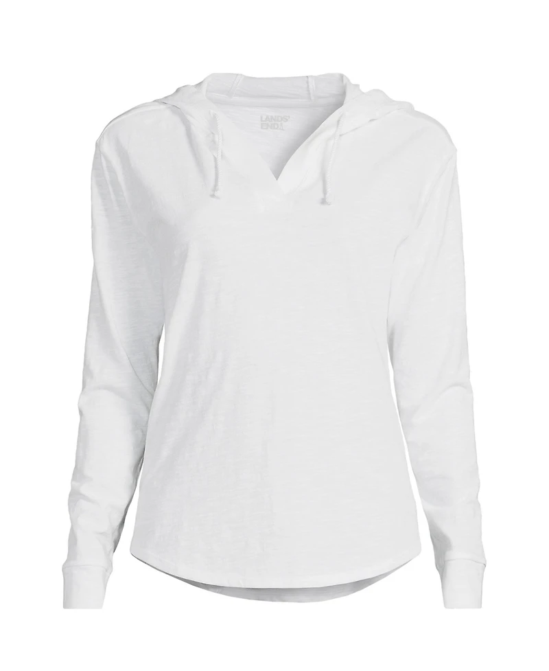 Lands' End Women's Long Sleeve Slub Hooded Popover